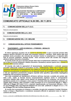 Comunicato categoria Giovanissimi Provinciali e Esordienti 11vs11