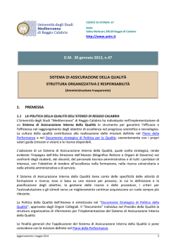 1. PREMESSA D.M. 30 gennaio 2013, n.47 SISTEMA DI