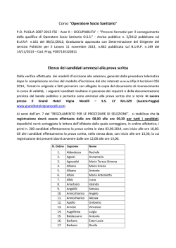 Elenco candidati ammessi alle selezioni del corso oss