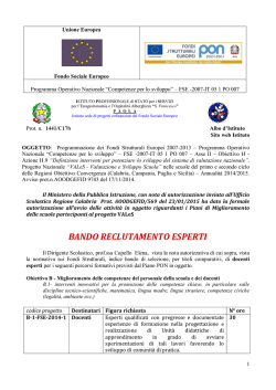 BANDO DOCENTI ESPERTI PON vales