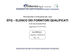 EFQ – ELENCO DEI FORNITORI QUALIFICATI