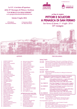 PITTORI E SCULTORI A PENASCA DI SAN FERMO