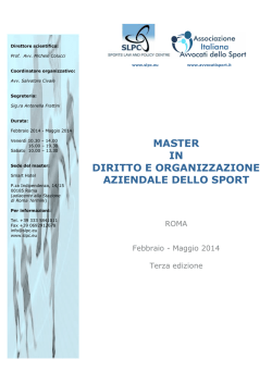 master in diritto e organizzazione aziendale dello sport