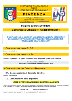 Comunicato n.12 - F.I.G.C