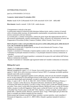 letteratura italiana - Dipartimento di Lettere, Arti, Storia e Societ&agrave;