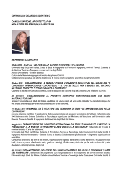 curriculum didattico scientifico camilla sansone. architetto, phd