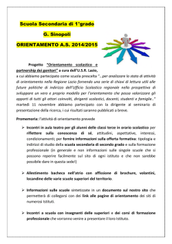 Scuola Secondaria di 1&deg;grado G. Sinopoli ORIENTAMENTO A.S.