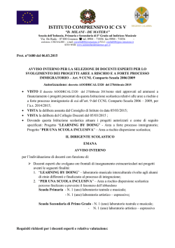 avviso interno per la selezione di docenti esperti per lo svolgimento