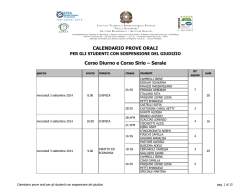 Calendario prove ORALI esami settembre 2014