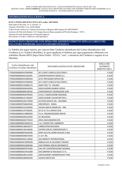 informazioni sulla banca elenco enti creditori con spesa per