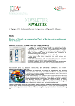 NEWSLETTER ICE SARAJEVO GIUGNO 2014