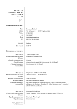 • Date (da – a) Luglio 2014 ad Oggi • Nome e indirizzo del datore di