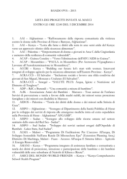 Elenco progetti Ong - Cooperazione Italiana allo Sviluppo