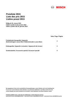 Preisliste 2015 Liste des prix 2015 Listino prezzi 2015
