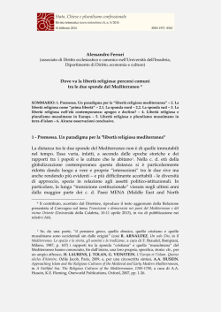 Dove va la libert&agrave; religiosa: percorsi comuni tra le due sponde del