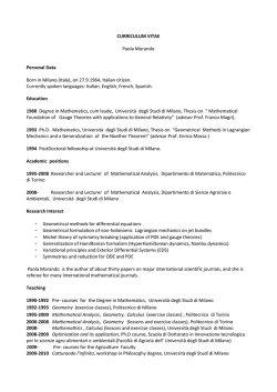 CURRICULUM VITAE Paola Morando Personal Data Born in Milano