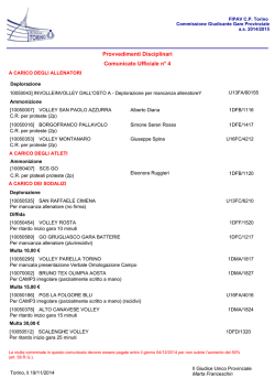 Provvedimenti Disciplinari Comunicato Ufficiale n&deg; 4