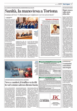 ALESSANDRIA Sanit&agrave;, la mano tesa a Tortona