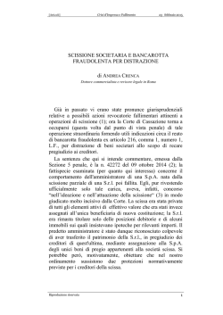 SCISSIONE SOCIETARIA E BANCAROTTA