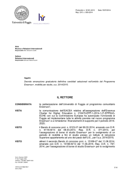 DR approvazione graduatoria definitiva Bando Erasmus+