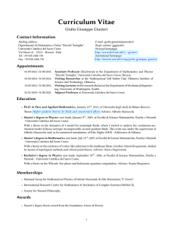 Curriculum Vitae - Dipartimento di Matematica e fisica “Niccolò