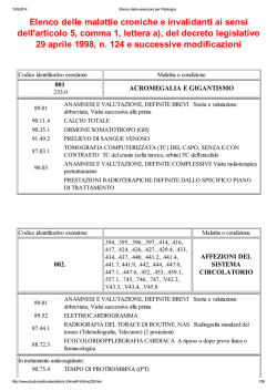 Elenco delle esenzioni per Patologia