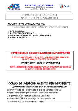 IN QUESTO COMUNICATO: