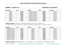 ORARI FERROVIARI E AUTOBUS VERSO CANOSA