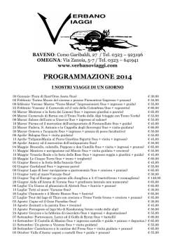PROGRAMMAZIONE 2014 - Agenzia Verbano Viaggi