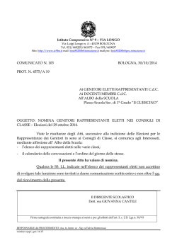 Nomina rappresentanti eletti nei C.d.C. scuola