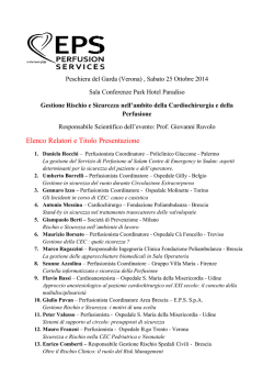 Elenco Relatori e Titolo Presentazion tori e Titolo