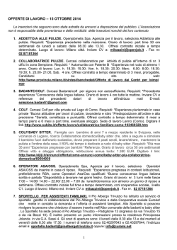 Offerte di lavoro 15 OTTOBRE