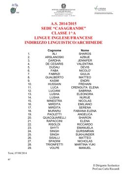 Classi Prime Secondaria - Istituto Comprensivo "A. De Filis"