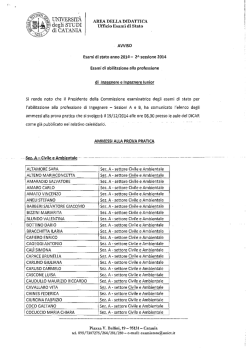 ammessi alla prova pratica - Universit&agrave; degli Studi di Catania