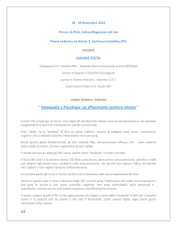 DAVIDE FESTA " Osteopatia e Psicologia: un affascinante