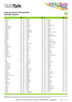 Lista dei prezzi internazionali TalkTalk Prepaid