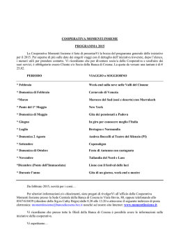 COOPERATIVA MOMENTI INSIEME PROGRAMMA 2015 La
