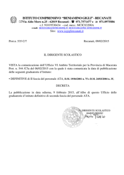 Decreto di pubblicazione Prot.n. 535 /C7 del 09/02