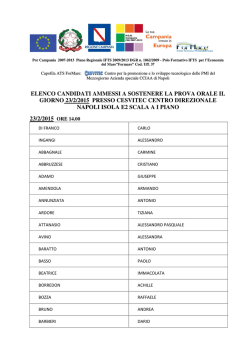 ELENCO CANDIDATI AMMESSI A SOSTENERE LA PROVA ORALE