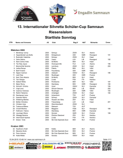 Startliste Sonntag - Schneesport Club Samnaun