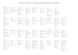 Provisional Programme 5th Ethnography and Qualitative Research