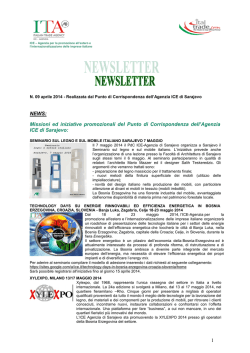 NEWSLETTER ICE SARAJEVO APRILE 2014