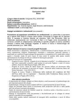 Docente: prof.ssa Antonia Carlucci - Universit&agrave; degli Studi di Foggia