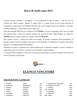 ELENCO VINCITORI
