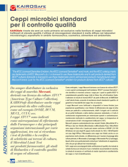 Ceppi microbici standard per il controllo qualit&agrave;