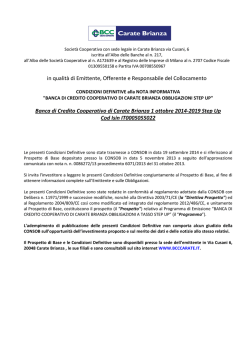 BCC Carate 01.10.2014 - 2019 s.u. - Banca di Credito Cooperativo