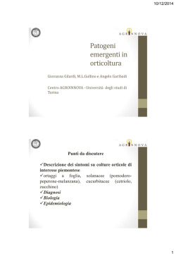 Patogeni emergenti in orticoltura