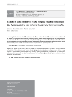 La rete di cure palliative: realtà hospice e realtà domiciliare