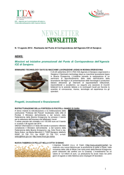 NEWSLETTER ICE SARAJEVO AGOSTO 2014