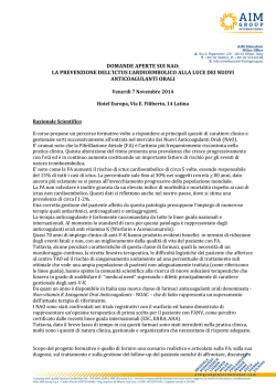 DOMANDE APERTE SUI NAO: LA PREVENZIONE